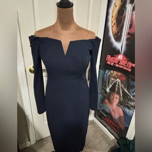 Vince Camuto Off-Shoulder Navy Dress